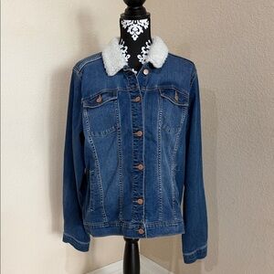 Sonoma Blue Denim Jacket with White Sherpa Collar